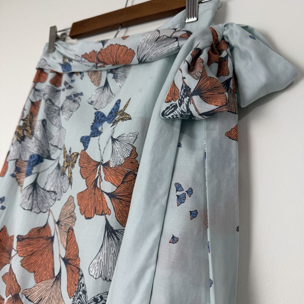 Free People Bri Bri Butterfly Maxi Skirt Blue Orange Women’s 6 Boho Spring - Picture 7 of 16